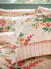 V&A Coral Larkspur Meadow Floral 180 Thread Count Percale Duvet Cover and Pillowcase Set - Image 5 of 5