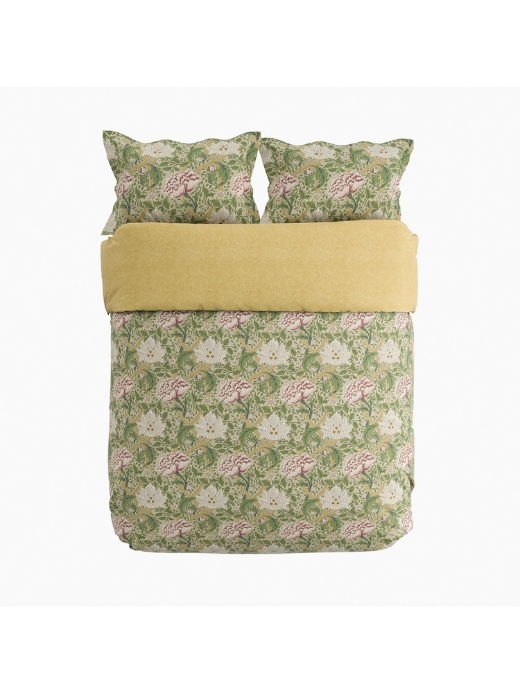 Morris & Co Gold Windrush Floral 180 Thread Count Percale Duvet Cover and Pillowcase Set - Image 6 of 6 Morris & Co Gold Windrush Floral 180 Thread Count Percale Duvet Cover and Pillowcase Set - Image 6 of 6