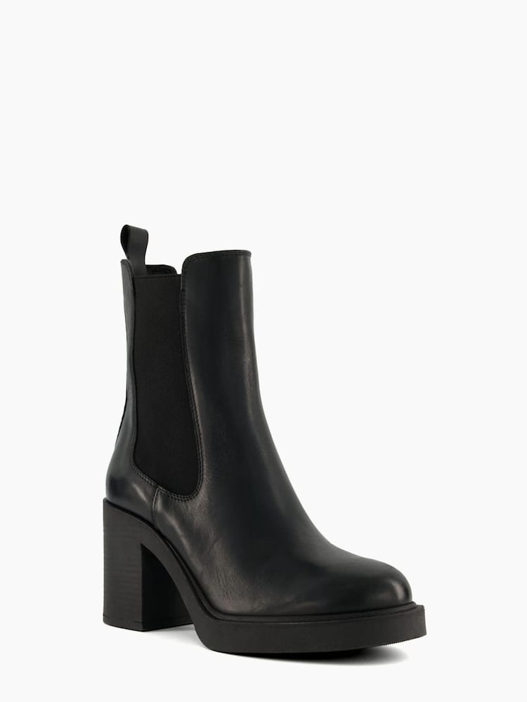 Dune London Black Pinaz Bump Toe Block Heel Boots - Image 2 of 5