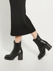 Dune London Black Pinaz Bump Toe Block Heel Boots - Image 5 of 5