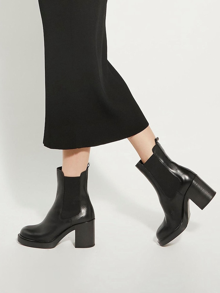 Dune London Black Pinaz Bump Toe Block Heel Boots - Image 5 of 5