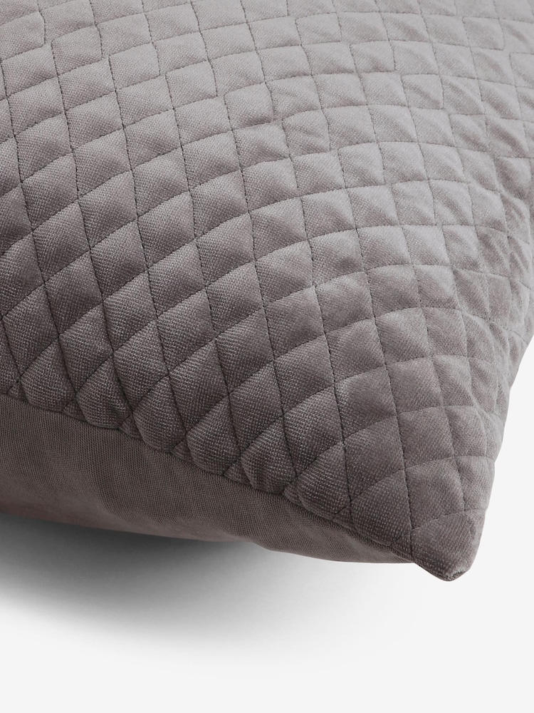 Charcoal Grey Velvet Quilted Hamilton 50 x 50 Cushion - Image 2 of 6