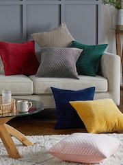 Charcoal Grey Velvet Quilted Hamilton 50 x 50 Cushion - Image 3 of 6