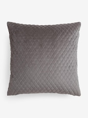 Charcoal Grey Velvet Quilted Hamilton 50 x 50 Cushion - Image 5 of 6