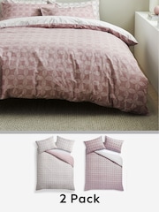 2 Pack Pink Tile Reversible Duvet Cover and Pillowcase Set - Image 1 of 1