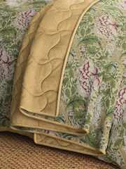 Morris & Co Gold Windrush Floral 180 Thread Count Percale Quilted Throw - Image 1 of 5