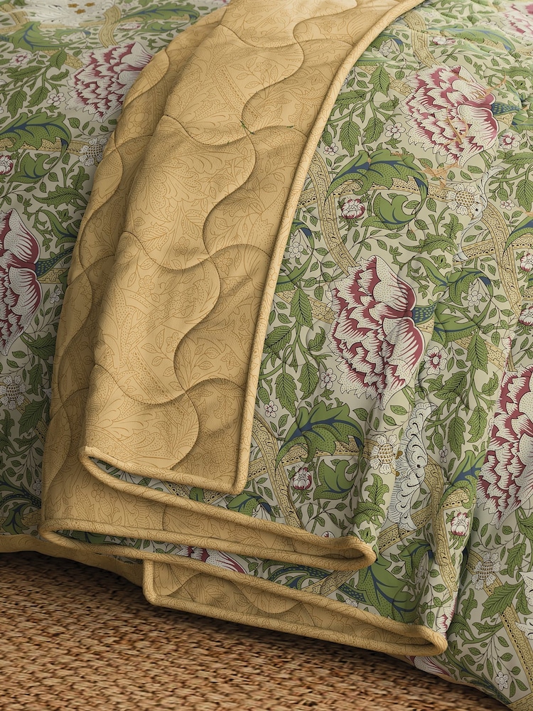 Morris & Co Gold Windrush Floral 180 Thread Count Percale Quilted Throw - Image 1 of 5 Morris & Co Gold Windrush Floral 180 Thread Count Percale Quilted Throw - Image 1 of 5