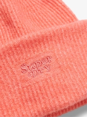 Superdry Sugar Coral Soft Rib Knit Winter Beanie 100% Cotton Hat - Image 2 of 3