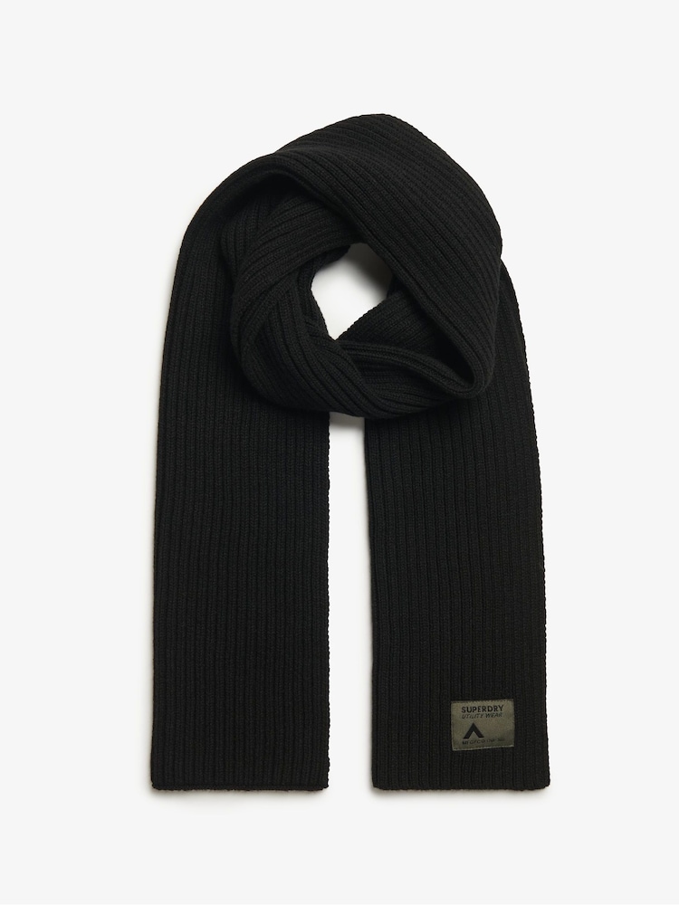 Superdry Black Workwear Knitted Scarf - Image 2 of 3