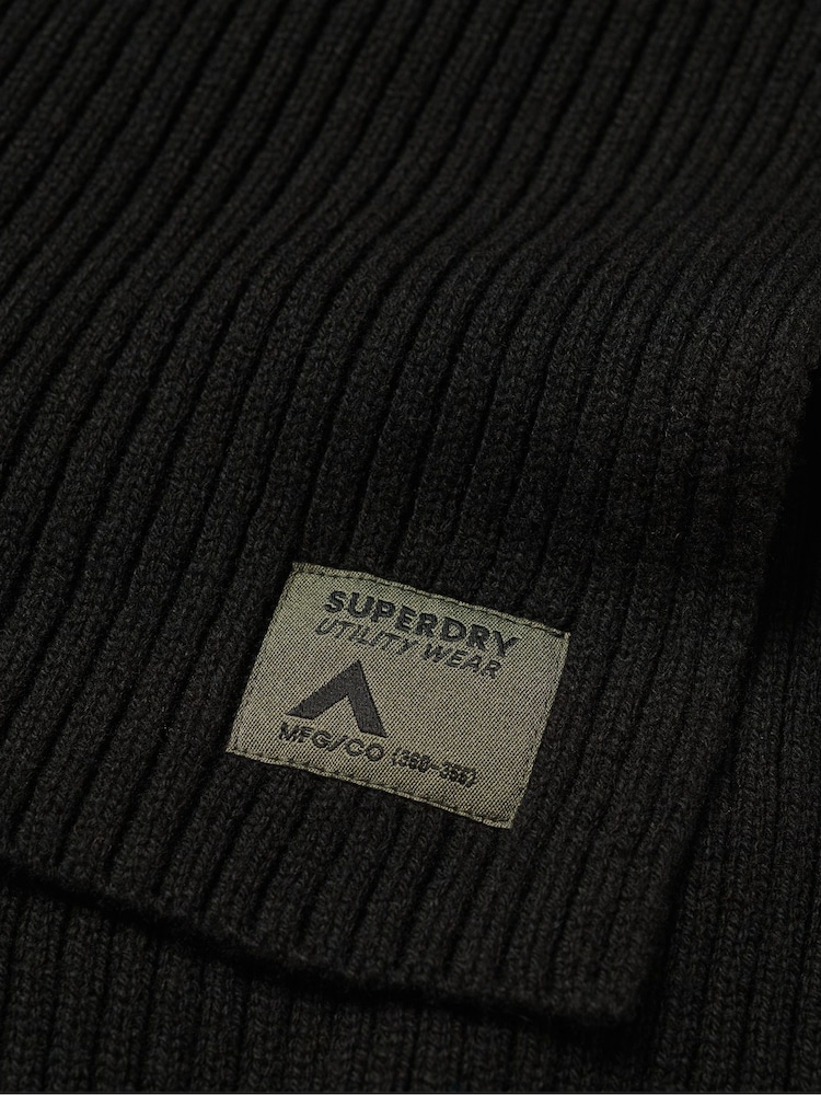 Superdry Black Workwear Knitted Scarf - Image 3 of 3