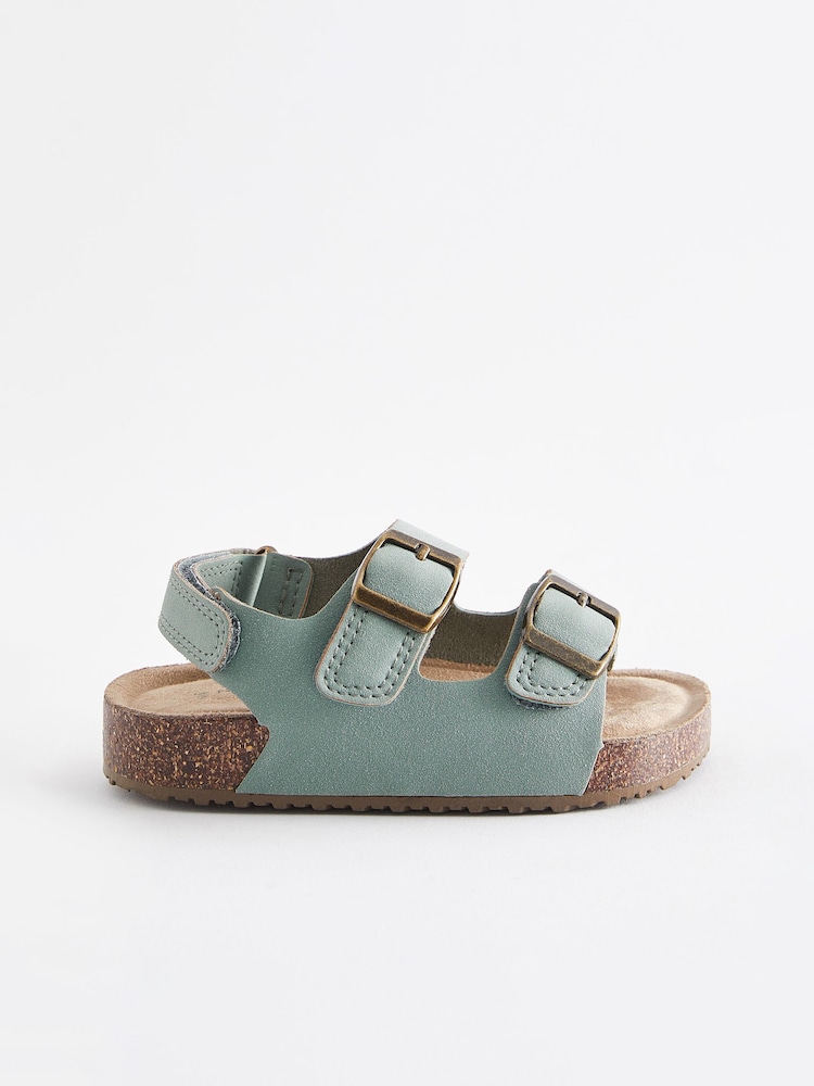 Mint Green Wide Fit (G) Double Buckle Cushioned Footbed Sandals - Image 2 of 5
