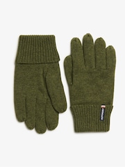 Superdry Deep Army Green Marl Essential Logo Knitted Gloves - Image 1 of 3