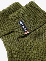 Superdry Deep Army Green Marl Essential Logo Knitted Gloves - Image 3 of 3