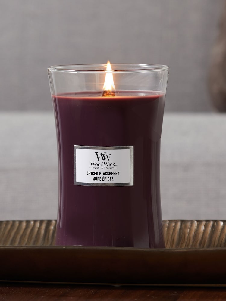 Woodwick Purple Large Hourglass Scented Candle with Crackle Wick Blackberry - Image 1 of 3