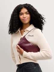 COACH Dark Cherry Glazed Leather Brooklyn Shoulder Bag 26 - Image 3 of 7