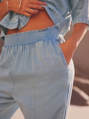 Blue Cheesecloth Wide Leg Trousers - Image 4 of 6