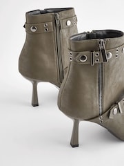 Khaki Green Forever Comfort® Point Toe Stud Detail Heeled Boots - Image 2 of 4