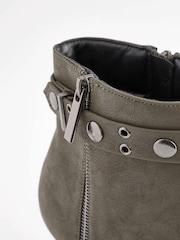 Khaki Green Forever Comfort® Point Toe Stud Detail Heeled Boots - Image 4 of 4