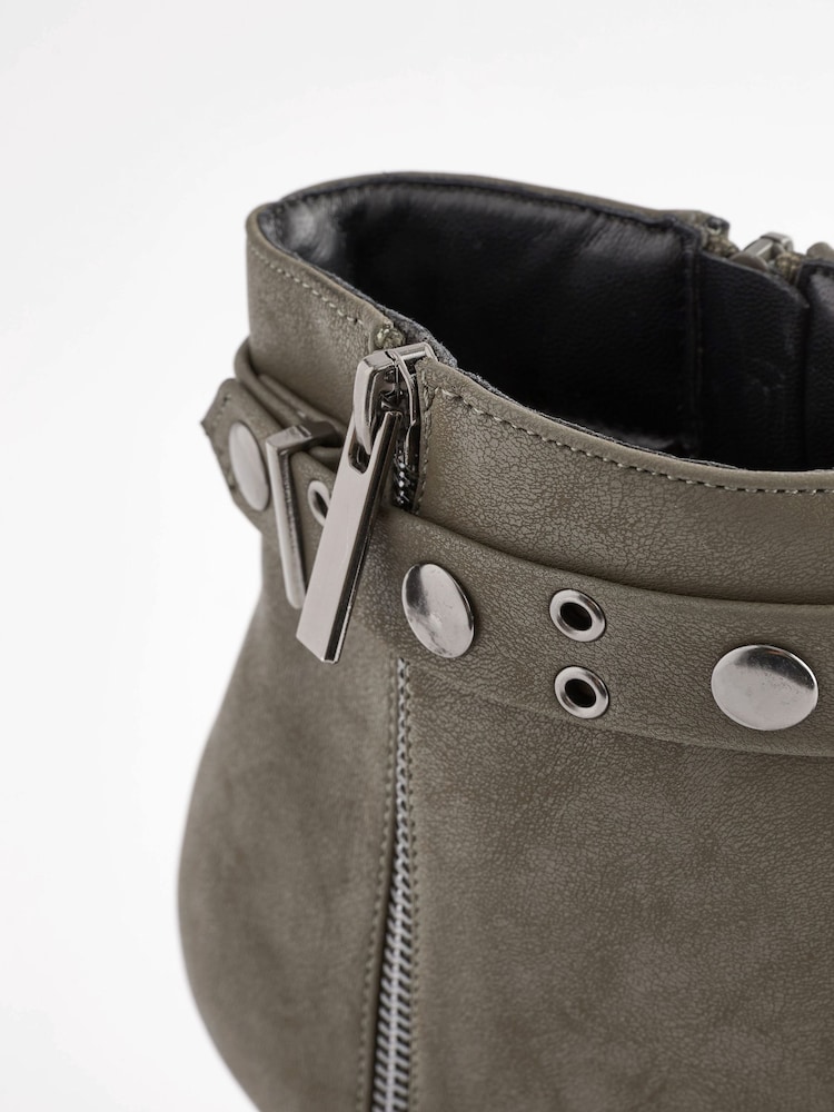 Khaki Green Forever Comfort® Point Toe Stud Detail Heeled Boots - Image 4 of 4 Khaki Green Forever Comfort® Point Toe Stud Detail Heeled Boots - Image 4 of 4