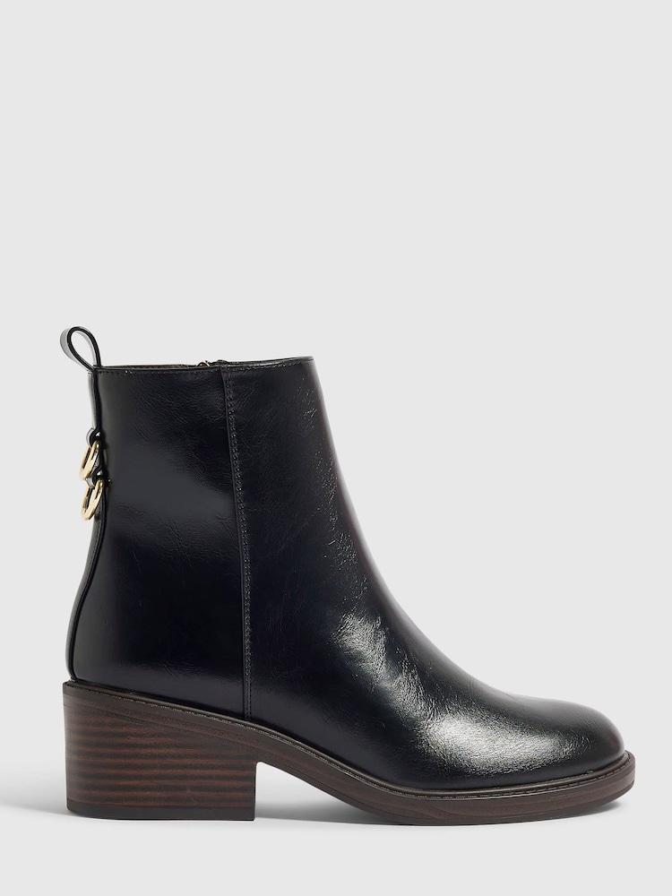 River Island Black Block Heeled Ankle Boots - Image 1 of 6