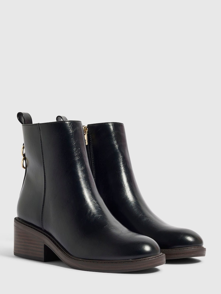 River Island Black Block Heeled Ankle Boots - Image 2 of 6