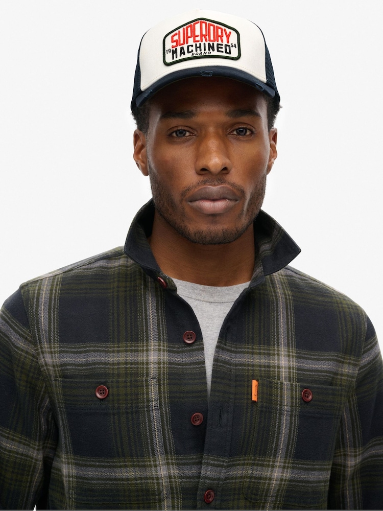 Superdry Blue 100% Cotton Mesh Trucker Cap - Image 1 of 3