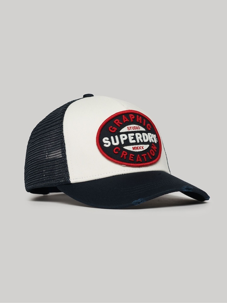 Superdry Blue 100% Cotton Mesh Trucker Cap - Image 2 of 3