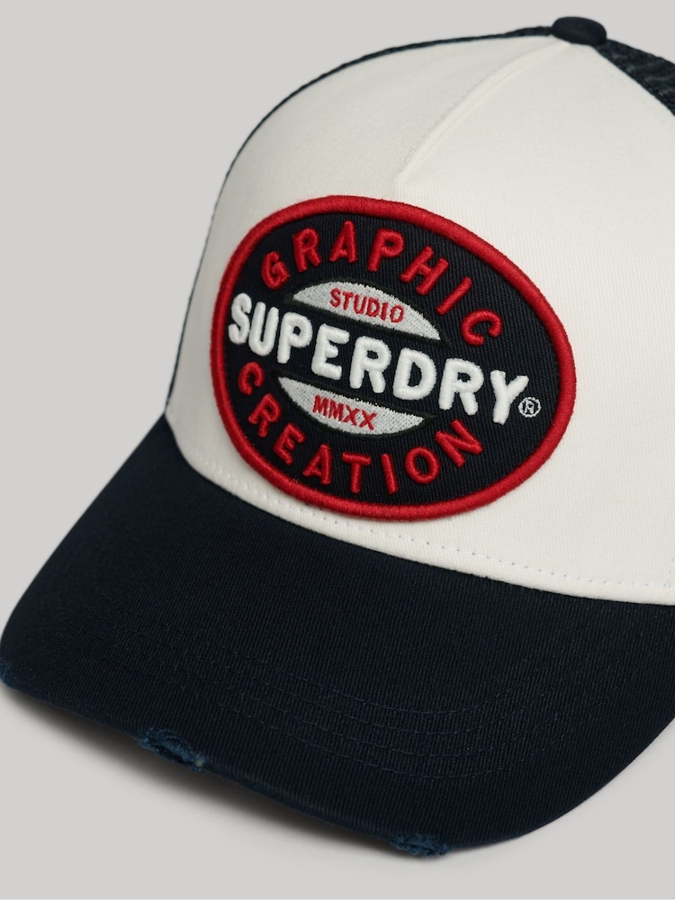 Superdry Blue 100% Cotton Mesh Trucker Cap - Image 3 of 3