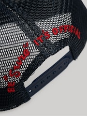 Superdry Blue 100% Cotton Mesh Trucker Cap - Image 4 of 4