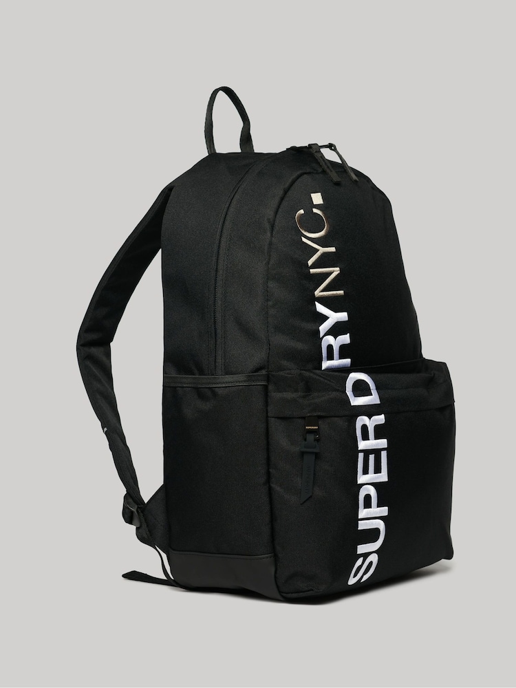 Superdry Black 100% Cotton NYC Montana Backpack - Image 2 of 6