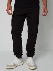 Threadbare Black Joggers Style Cargo Trousers with Stretch - Image 1 of 4