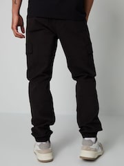 Threadbare Black Joggers Style Cargo Trousers with Stretch - Image 2 of 4