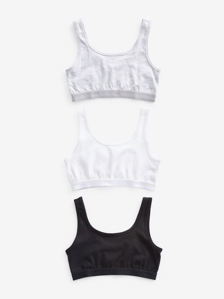 Black/Grey/White Crop Tops 3 Pack (5-16yrs) - Image 1 of 5