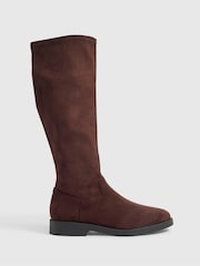 River Island Brown Faux Suede Knee High Boots - Image 2 of 7