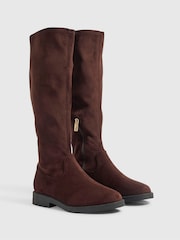River Island Brown Faux Suede Knee High Boots - Image 3 of 7