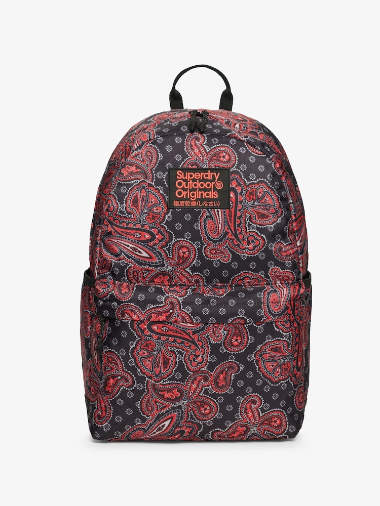 Superdry Vintage Paisley Black Printed Montana 100% Cotton Backpack - Image 1 of 8