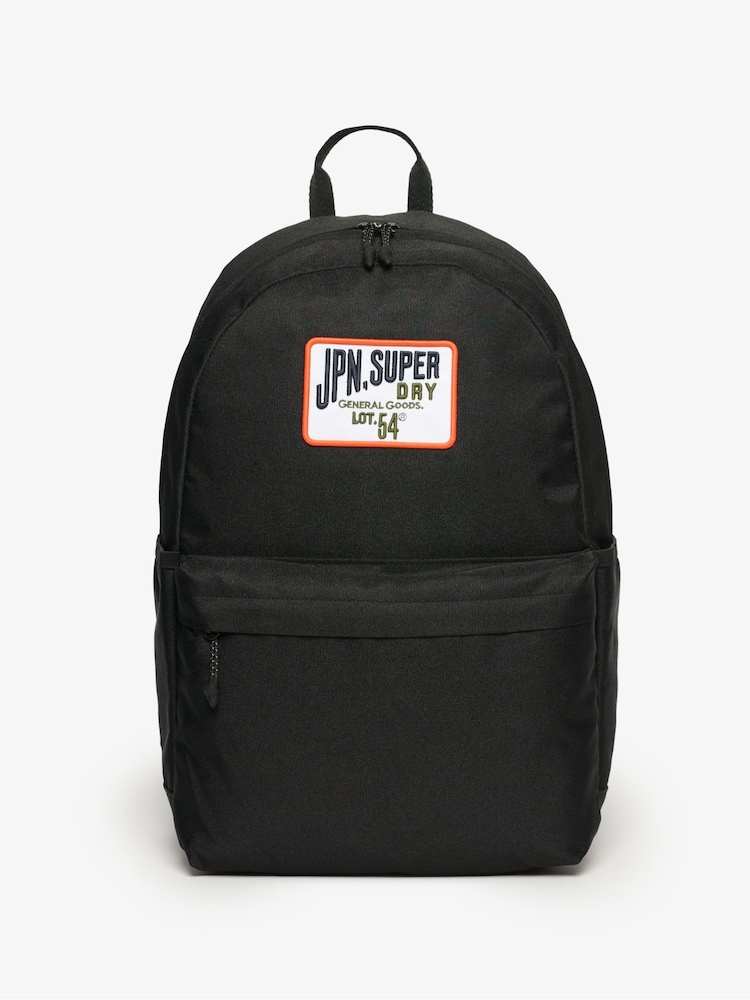 Superdry Vintage Black 100% Cotton Patched Montana Bag - Image 1 of 7