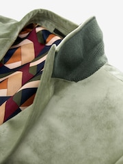 Green Slim Fit Self Lapel Velvet Blazer - Image 6 of 7