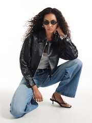 River Island Faux Leather Zip Through Jacket - Imagen 1 de 4