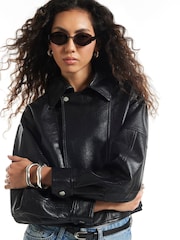 River Island Faux Leather Zip Through Jacket - Imagen 2 de 4
