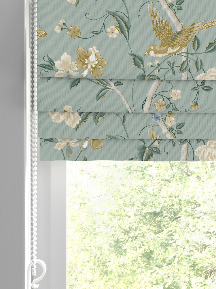 Laura Ashley Jade Green Summer Palace Made to Measure Roman 100% Cotton Blinds - Image 2 of 5
