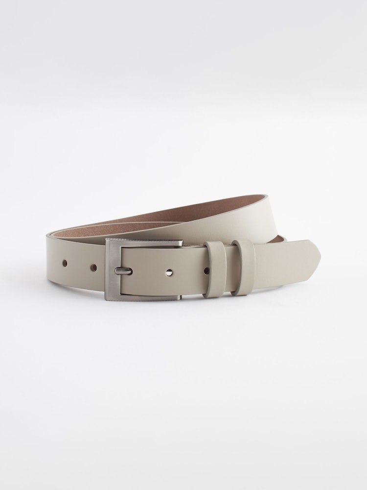 Taupe Beige Leather Belt - Image 2 of 3