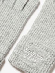 Kreda siva Marl - Superdry Mehke pletene rokavice z rebri - Slika 3 iz 3
