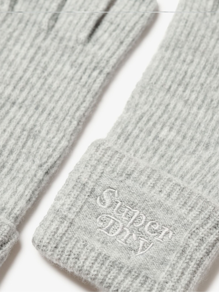 Kreda siva Marl - Superdry Mehke pletene rokavice z rebri - Slika 3 iz 3