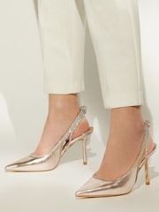 Dune London Natural Cinematic Knot Back Slingback Courts - Image 3 of 6