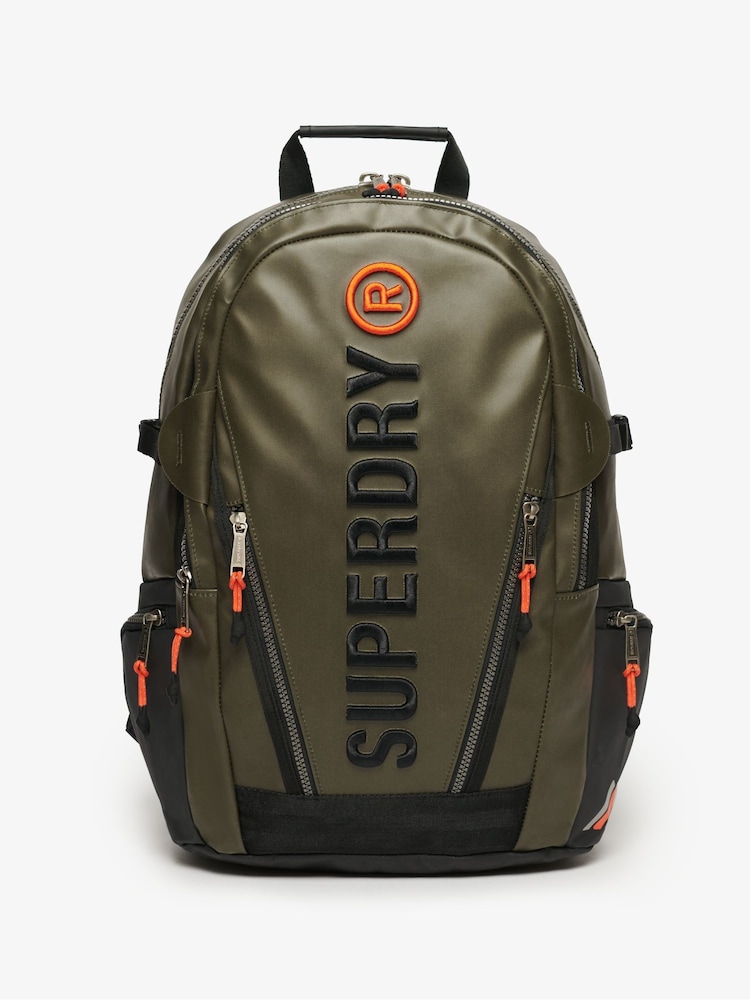 Superdry Olive Green 100% Cotton Tarp Emb Rucksack - Image 1 of 5