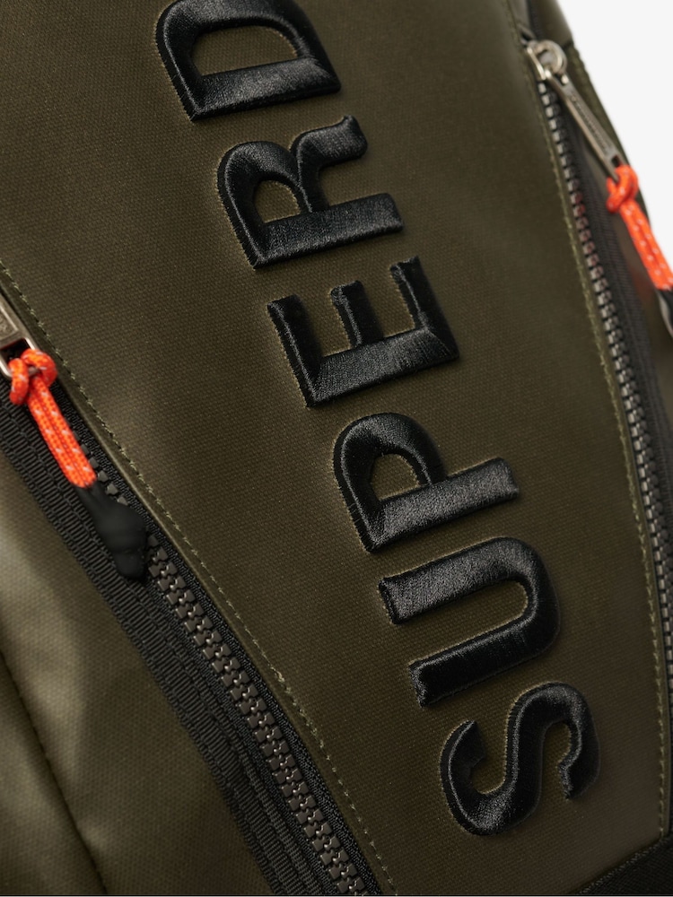 Superdry Olive Green 100% Cotton Tarp Emb Rucksack - Image 5 of 5
