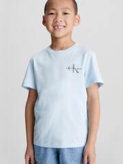 Calvin Klein Jeans Boys Blue Monogram T-Shirt - Image 1 of 1