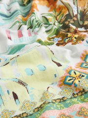 Yellow Tropical Print 100% Cotton Jersey Bandeau Summer Mini Dress - Image 5 of 5