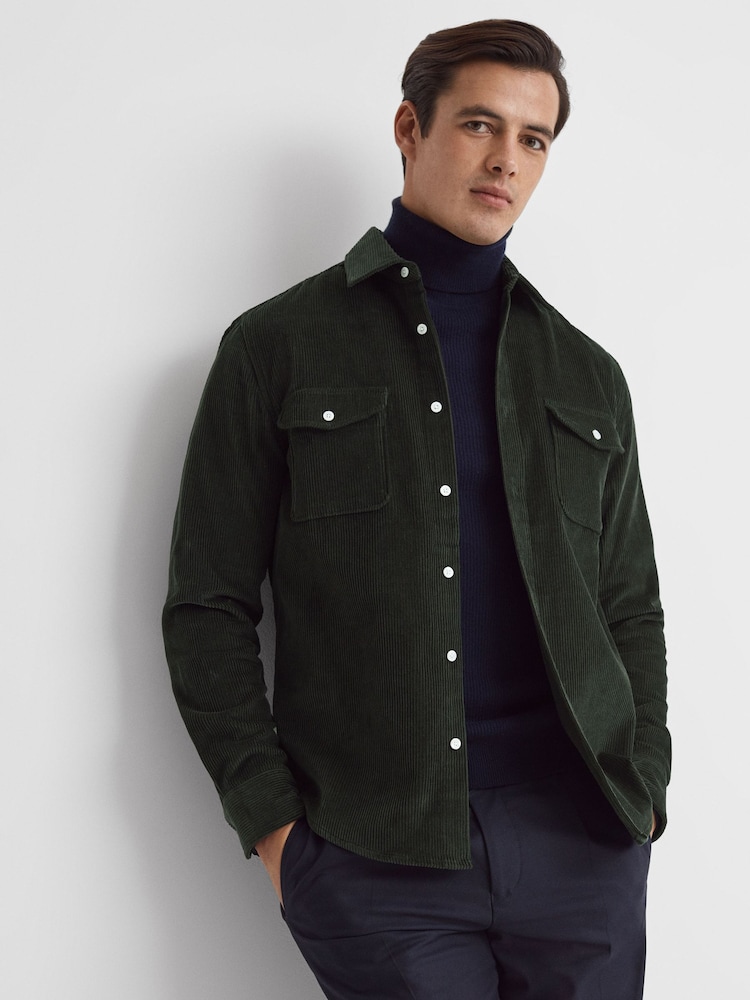 Reiss Emerald Bonucci Corduroy Twin Pocket Overshirt - Image 1 of 5